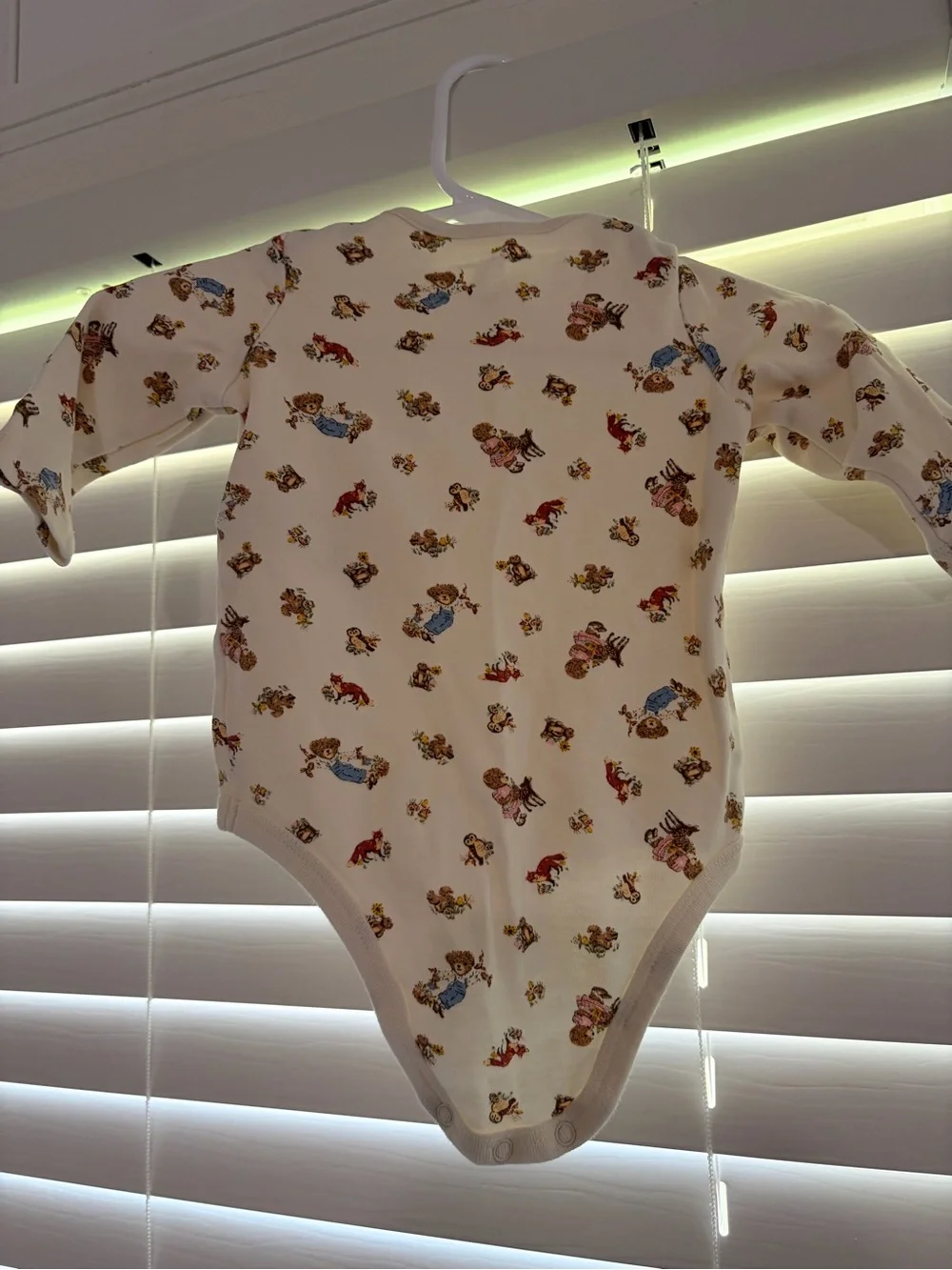 Ralph Lauren Cream Long-Sleeve Baby Bodysuit with Multi-Color Playful Print